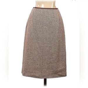 Liz Claiborne LizSport Brown Herring Bone Fitted Cotton & Silk Skirt - Size 2P